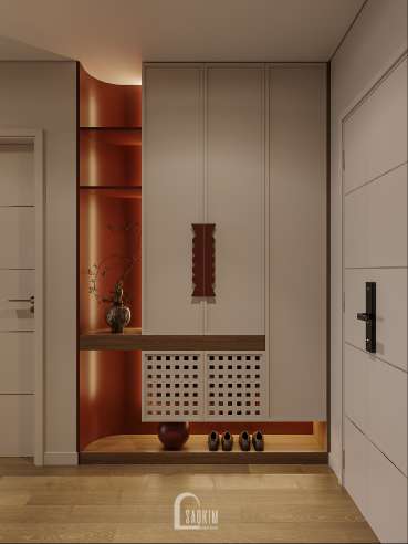 Tủ giày trong thiết kế nội thất chung cư phong cách Mid-century